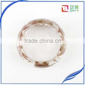 2016 Handmade Clear Canada Maple Leaf Resin Real Dried Flower Bangle photo-3