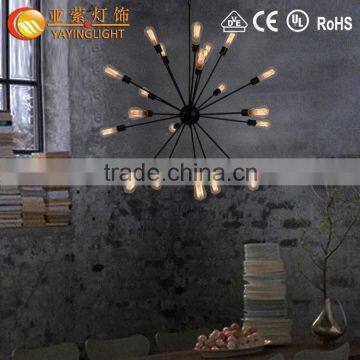 American Country Living Room Creative Wrought Iron Chandelier, Glass Dining Chandelier