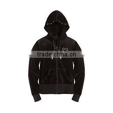 women rhinestone fleece hoodie