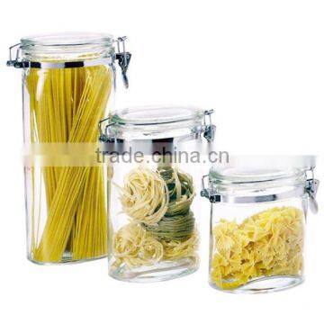 SINOGLASS 3 pcs clip lid airtight glass Storage canister jar set