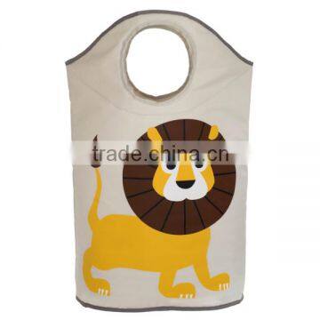 Cute Lion Polyester Kids Folding Handles Laundry hamper Basket, Cheap Laundry Basket Hamper