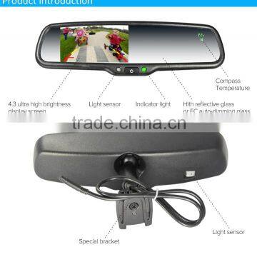 Car Reverse Mirror Monitor with 4.3 Inches LCD Screen Auto-dimming