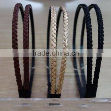 fashion PU braided double teeth headbands