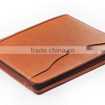 High quality leather document portfolio folder with holder for tablet and mobile phone