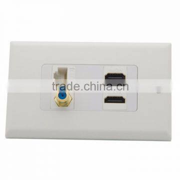 RJ45, F head TV, Dual HDMI female to female wall face plate