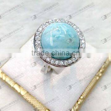 larimar jewelry,round larimar ring 14mm