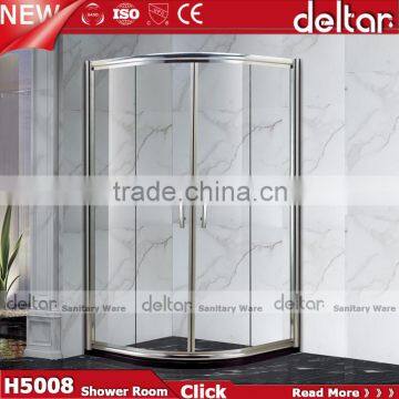 Stainless Steel Roller CHEAP PRICE Fan-shaped Shower Room With Acrylic Tray Tempered Glass Shower Enclosure photo-2