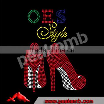 Custom Rhinestone Design Wholesale OES Style High Heel Rhinestone Transfers For Tshirts