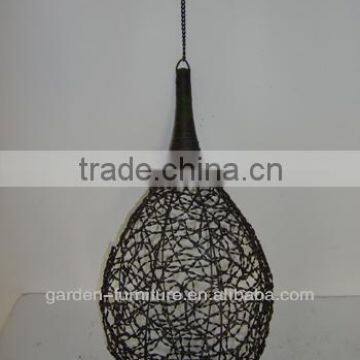 wrought iron hanging candle holder Knotted Rattan metal lantern D10x20-44"