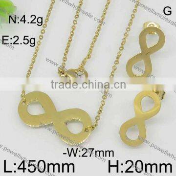 Fashion Number 8 Gold and Steel Color Express Jewelry Set