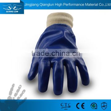 QL Fully PVC coated anti oil pvc rubber coated cotton glove