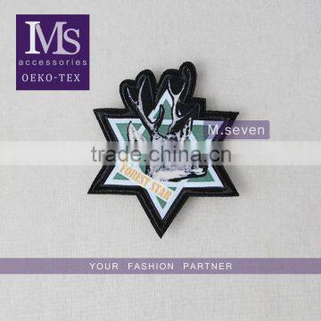 hot selling indian patch leather patch and badges jemmy with star design patch trim 3d custom patch