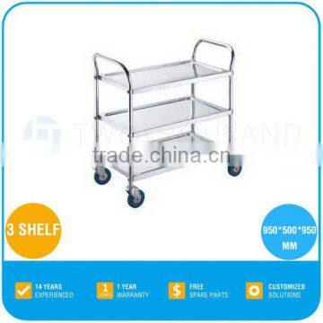 Stainless Steel Hotel Serving Cart - Three Shelf, 950*500*950 MM, TT-BU119A Twothousand Machinery