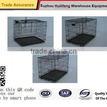 Black Dog Crate Kennel - Pet Playpen Cage w/ ABS Tray Pan