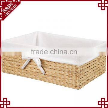 Water Hyacinth Woven Home Daily Goods Storage Basket With Liner
