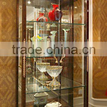 Luxury French Baroque Style Dining Room Glass Sideboard & Hutch/ 4-Door Handmade Carved Kitchen Cupboard Furniture photo-2