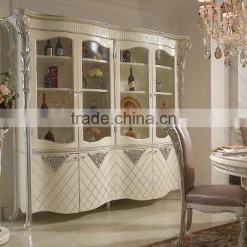Rome Style Corner Vitrine Two Doors Display Cabinet, Fine Carved Corbel Decorated Dining Room Wine Display Cabinet photo-3