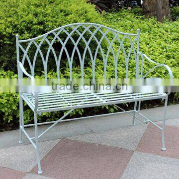 Foldable Blue Wrought Iron Outdoor Bench photo-2