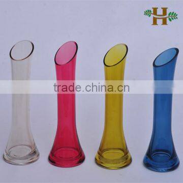 Cheap colored glass vases, restaurant table used glass vases, Single flower glass vases