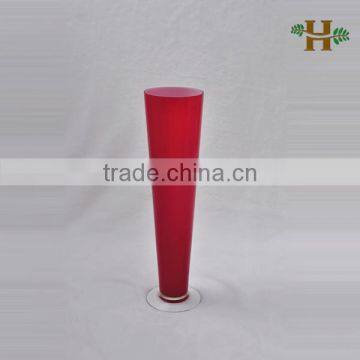 Colored Tall Cone Shaped Cylinder Glass Vase, Handmade Wedding Use Glassware With Pinch Bottom photo-2