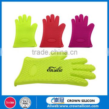 Existing mould silicone BBQ gloves -FDA Food Grade Silicone Oven Kitchen Waterproof BBQ Silicone Glove With Five Finger