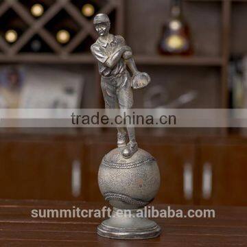 Set of 3 Resin Vintage Baseball Player Figurine photo-3