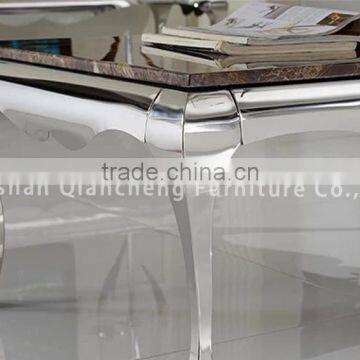 Simple Marble Coffee Table With 4 Stainless Steel Legs photo-3