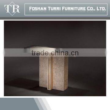mordern living room furniture glass top marble base console table