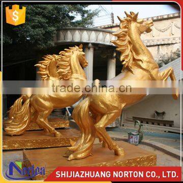 project decorative life size fiberglass jumping golden horse statue NTRS654S