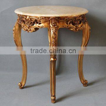 High feet golden leaf finish side table,french style coffee table