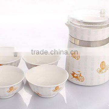 Elegant Ceramic Porcelain Water/Coffee Kettle + 4 Cups