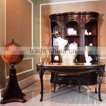 New Arrival French Imperial Style Wood Carving Office Desk with Armchair and Bookcase BF12-03274b