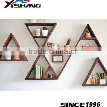 Triangle Pine Wood Decorative Wall Shelf for Home photo-2