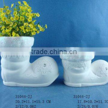 Porcelain boot plant pot