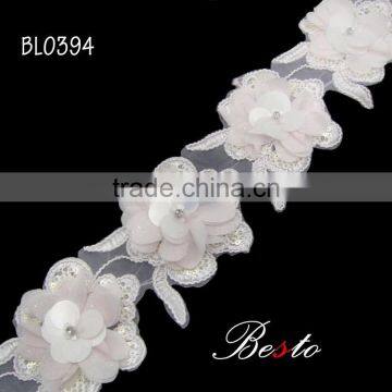 3D Fashion women dress lace fabric flower trim by yard