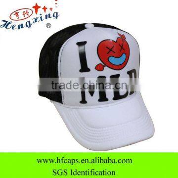 Custom pre-curved printing 5 panel mesh trucker hat cap