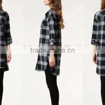 Fashion Boyfriend Long Style Shirts for woman checks shirts