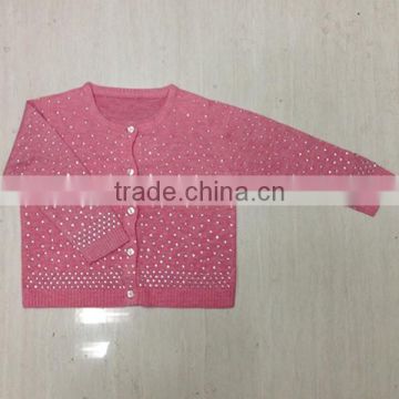 Children's cardigan sweater with hotfix rhinestone