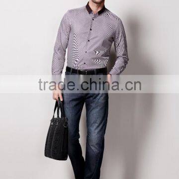 New Design Contrast Fabric Made to Measure Cotton Slim Men Shirt BSZ0079 photo-3