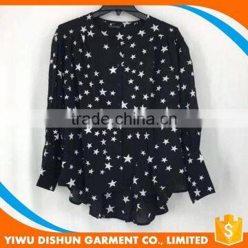 Best sexy star print fancy black blouse designs