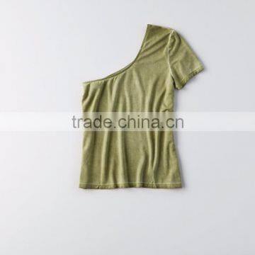 MGOO Sexy One Shoulder T-Shirt Summer Cotton Tank Tops Popular Wholesale Women Fashion Tops photo-5