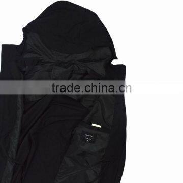Mens Slim Fitted Long Hooded Cool Black Outerwear Jackets photo-5