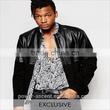 2016 Men's Cool Dust Leather Jacket With Suede Panelling