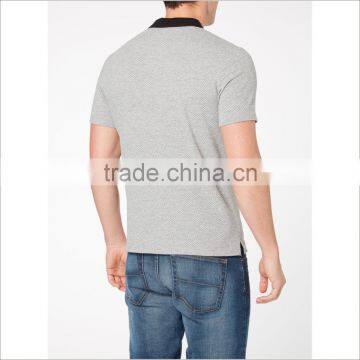 Customized Printed Logo Design Short Sleeve Grey Men Polo T Shirt In Black Collar photo-3