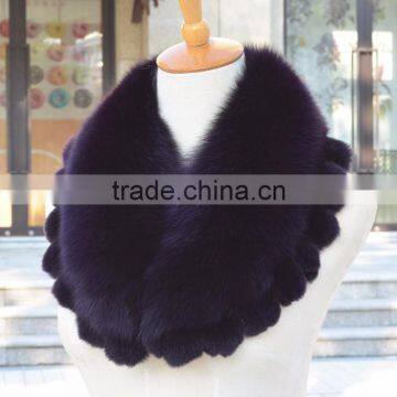 Myfur Dark Purple Dyed Real Fox Body Fur Made Detachable Collar for Ladies Coats