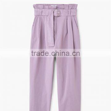 Hot Design Lavender Empire Waist Summer Trousers With Belt Loop photo-5