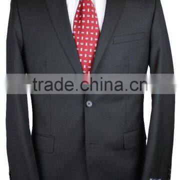 NAAMS MEN'S WOOL 2 BUTTON 2 VENT SLIM FIT SUIT JACKET FLAT FRONT PANT BLACK photo-5