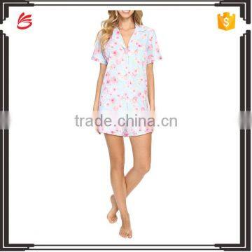 Hot sale wholesale custom printed pajamas sexy night shirts