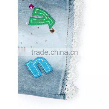 Standard Size Wholesale Fashion Lace Hem Cheap Denim Jeans for Kids photo-5