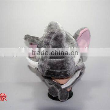 Cartoon Elephant Plush Warm Hat With Ear Poms And Flaps